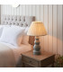 Provence & Carla Base & Shade Table Lamp Blue Grey Glaze Satin Nickel Plate & Cream Fabric-3