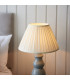 Provence & Carla Base & Shade Table Lamp Blue Grey Glaze Satin Nickel Plate & Cream Fabric-6