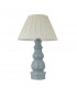 Provence & Carla Base & Shade Table Lamp Blue Grey Glaze Satin Nickel Plate & Cream Fabric-8