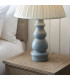 Provence & Carla Base & Shade Tall Table Lamp Blue Grey Glaze Satin Nickel Plate & Cream Fabric-5