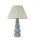 Provence & Carla Base & Shade Tall Table Lamp Blue Grey Glaze Satin Nickel Plate & Cream Fabric-8
