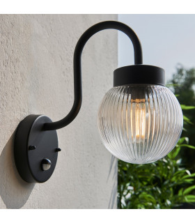 Eldon Globe Wall Lamp Textured Black IP44-2