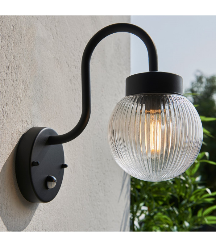 Eldon Globe Wall Lamp Textured Black IP44-2