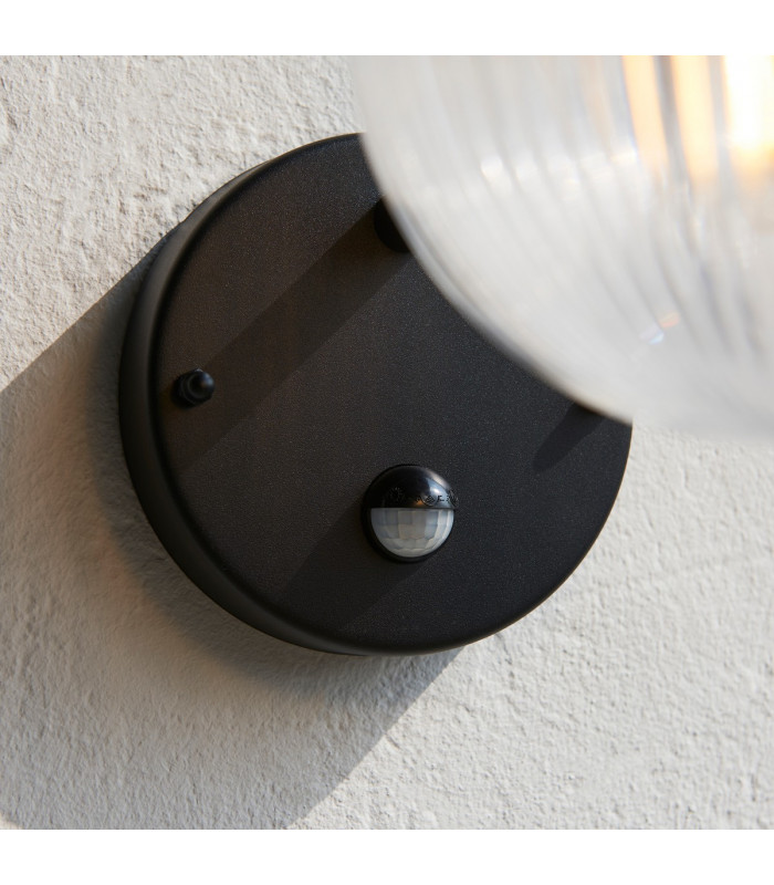Eldon Globe Wall Lamp Textured Black IP44-7