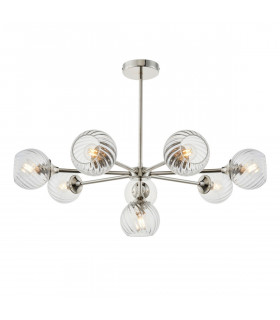 Allegra 8 Light Multi Arm Glass Shade Ceiling Pendant Bright Nickel-1