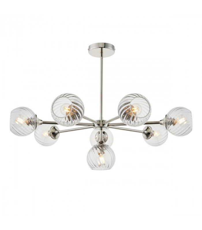 Allegra 8 Light Multi Arm Glass Shade Ceiling Pendant Bright Nickel-1