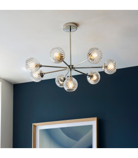Allegra 8 Light Multi Arm Glass Shade Ceiling Pendant Bright Nickel-2