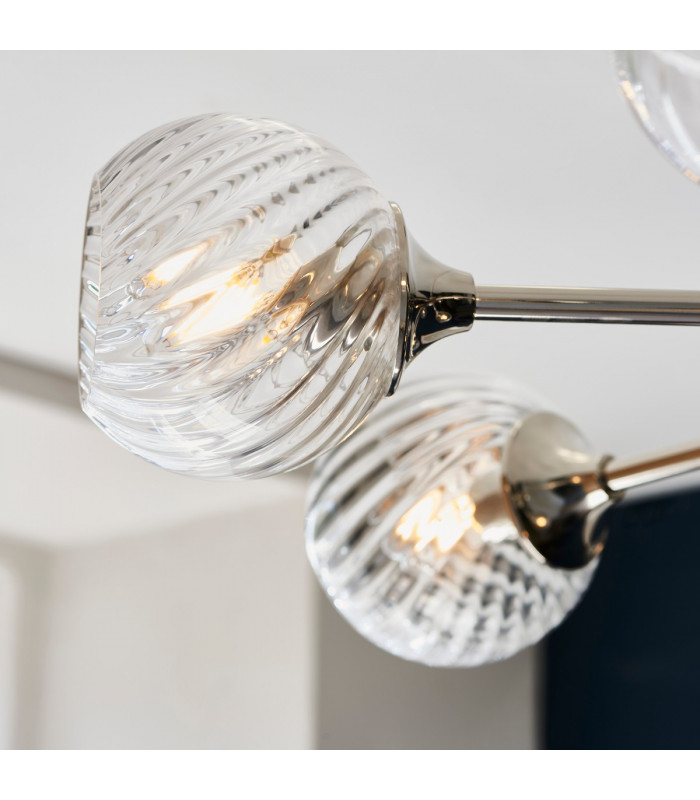 Allegra 8 Light Multi Arm Glass Shade Ceiling Pendant Bright Nickel-5