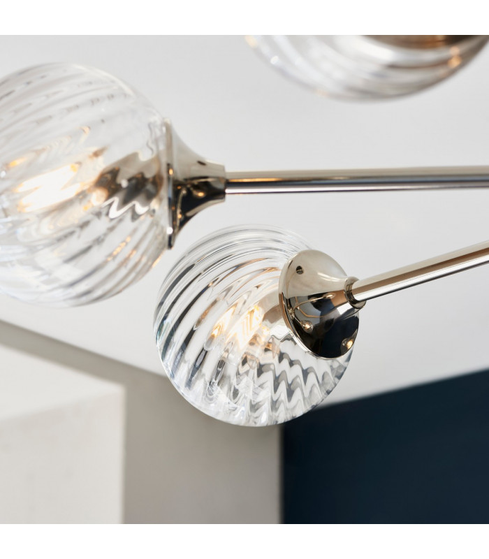 Allegra 8 Light Multi Arm Glass Shade Ceiling Pendant Bright Nickel-6