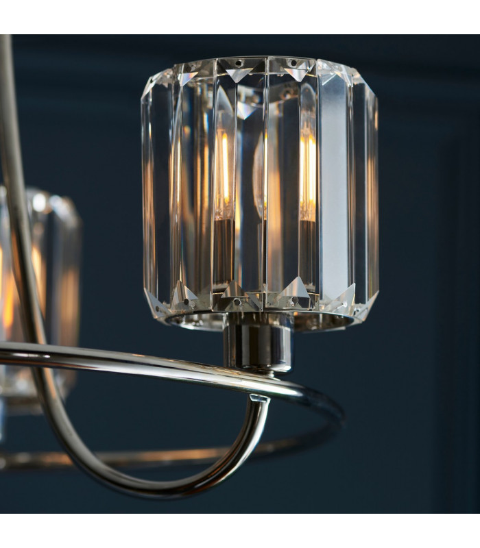 Berenice 3 Light Multi Arm Glass Semi Flush Ceiling Lamp Bright Nickel-7