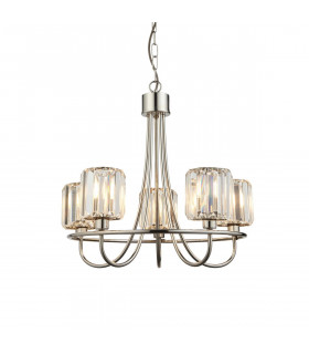 Berenice 5 Light Multi Arm Glass Ceiling Pendant Bright Nickel-1