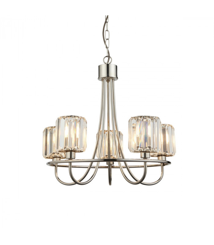 Berenice 5 Light Multi Arm Glass Ceiling Pendant Bright Nickel-1