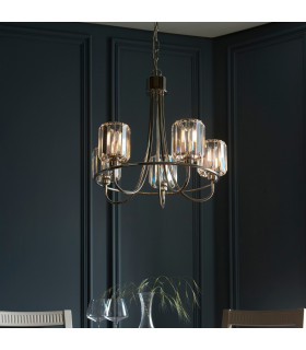 Berenice 5 Light Multi Arm Glass Ceiling Pendant Bright Nickel-2