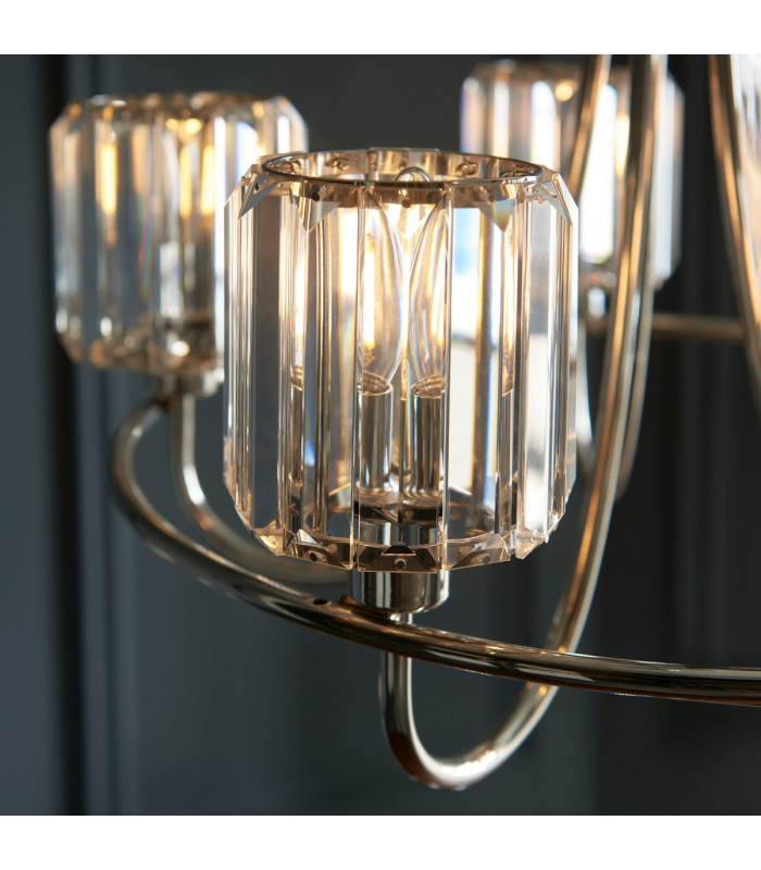 Berenice 5 Light Multi Arm Glass Ceiling Pendant Bright Nickel-5