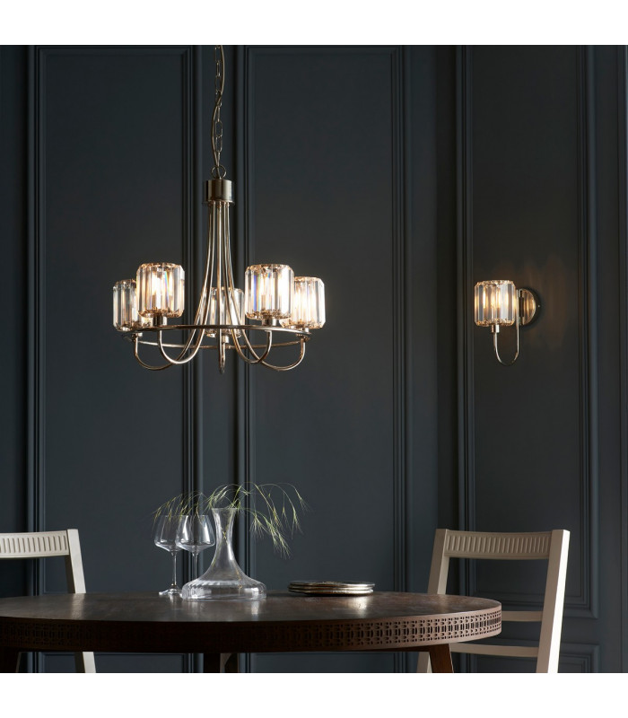 Berenice 5 Light Multi Arm Glass Ceiling Pendant Bright Nickel-7