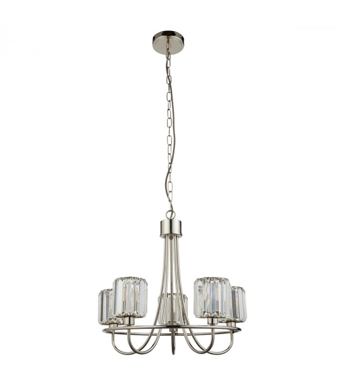 Berenice 5 Light Multi Arm Glass Ceiling Pendant Bright Nickel-8