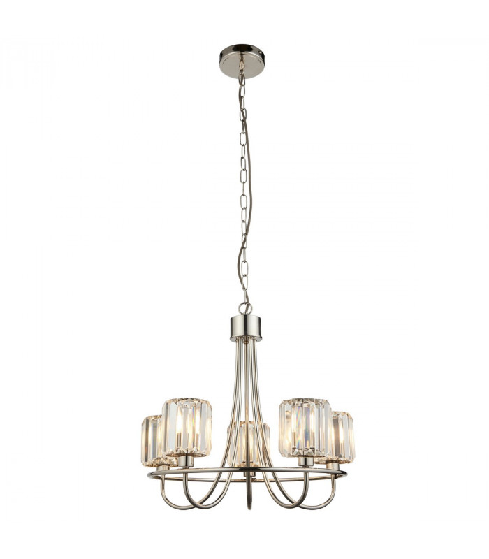 Berenice 5 Light Multi Arm Glass Ceiling Pendant Bright Nickel-9