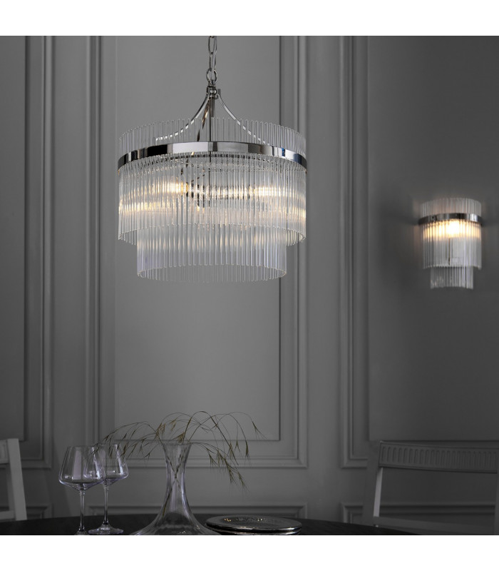 Marietta 3 Light Multi Arm Lamp Ceiling Pendant Bright Nickel-7