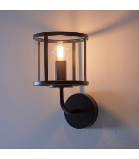 Hopton Glass Shade Wall Lamp Matt Black-2