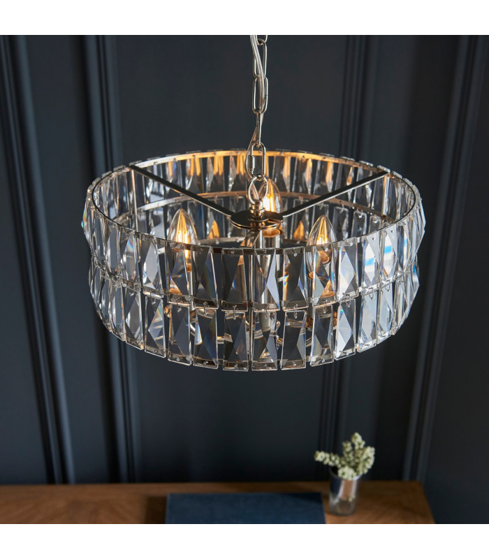 Clifton 3 Light Multi Arm Lamp Ceiling Pendant Bright Nickel-4