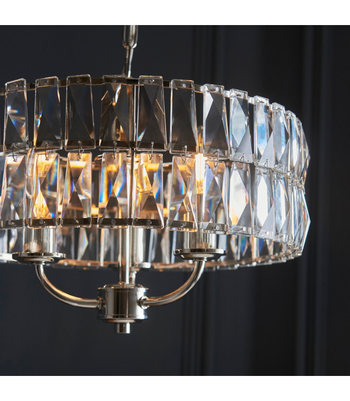 Clifton 3 Light Multi Arm Lamp Ceiling Pendant Bright Nickel-5