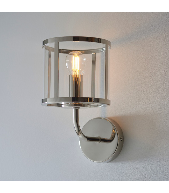 Hopton Glass Shade Wall Lamp Bright Nickel-2