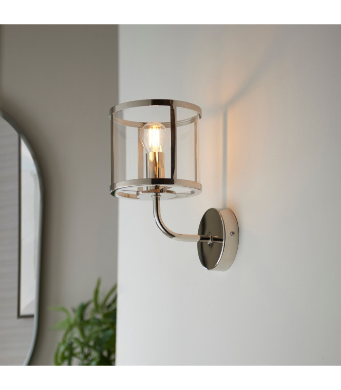 Hopton Glass Shade Wall Lamp Bright Nickel-3