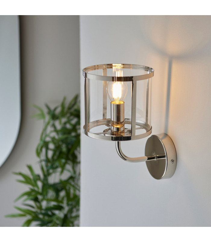 Hopton Glass Shade Wall Lamp Bright Nickel-4