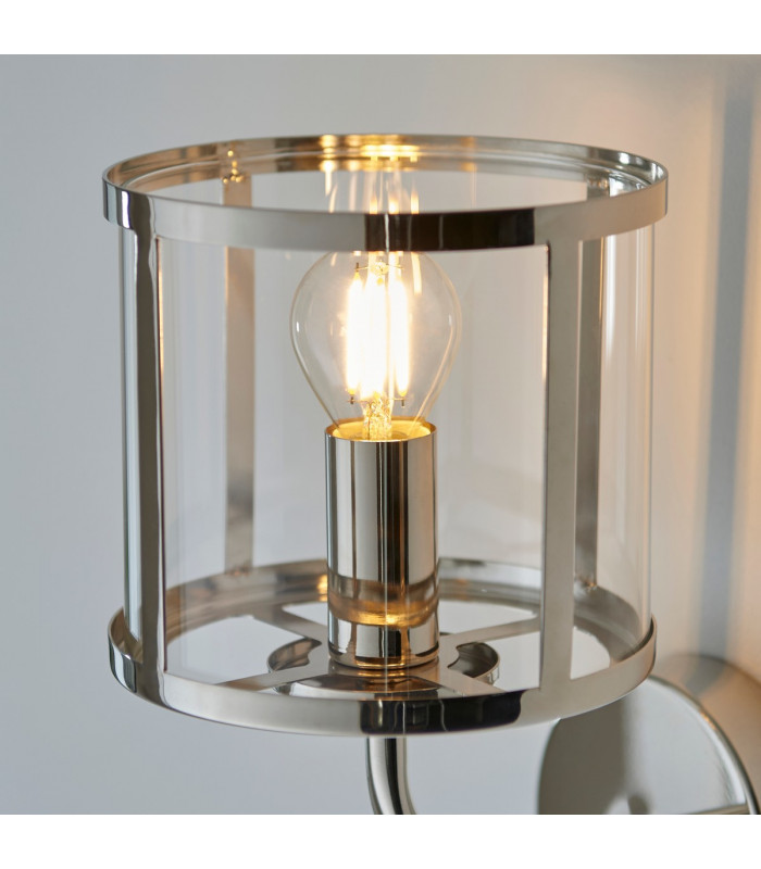 Hopton Glass Shade Wall Lamp Bright Nickel-6