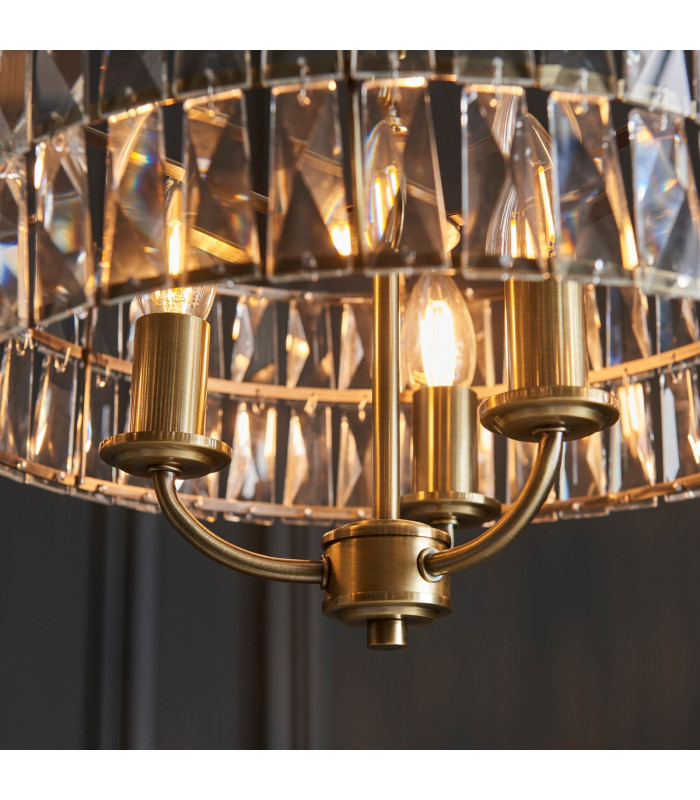 Clifton 3 Light Multi Arm Lamp Ceiling Pendant Antique Brass-6