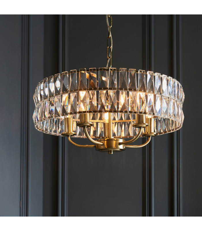 Clifton 5 Light Multi Arm Lamp Ceiling Pendant Antique Brass-2