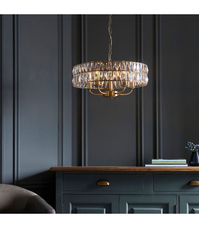 Clifton 5 Light Multi Arm Lamp Ceiling Pendant Antique Brass-3