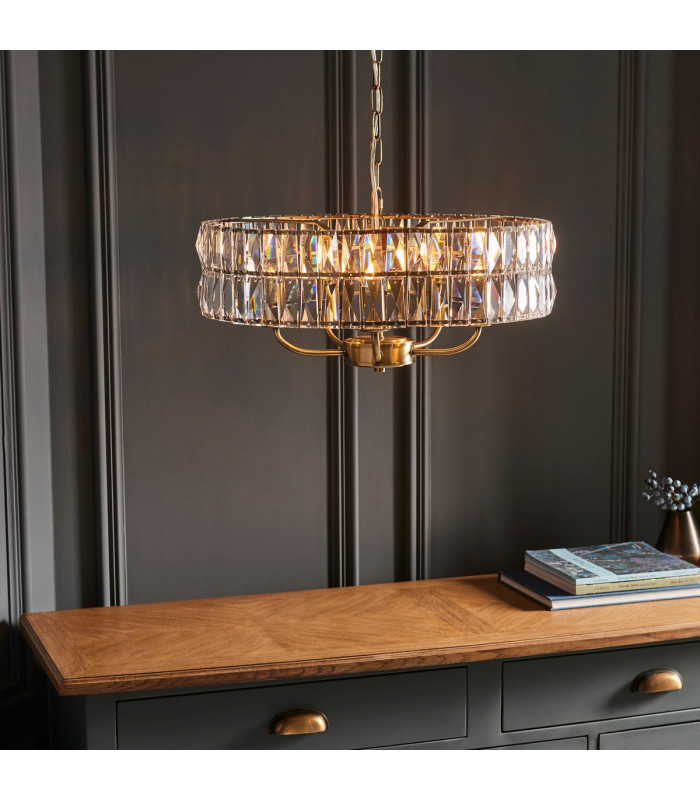 Clifton 5 Light Multi Arm Lamp Ceiling Pendant Antique Brass-4