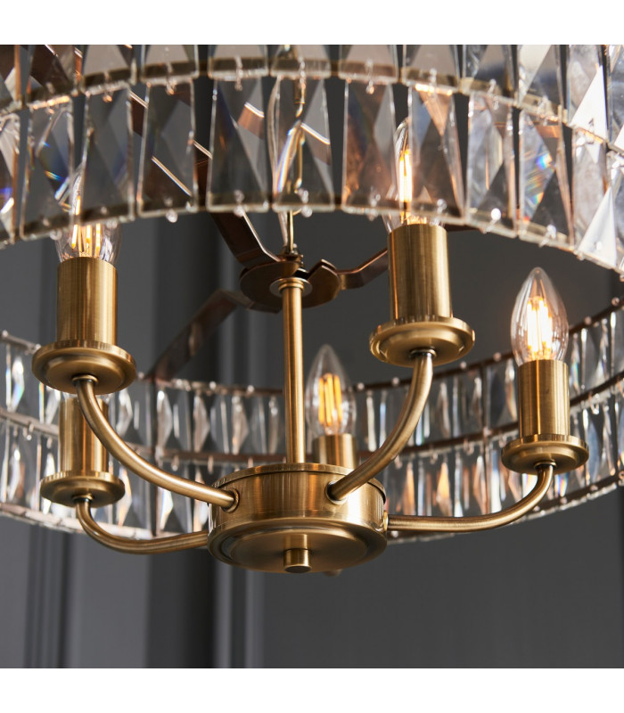 Clifton 5 Light Multi Arm Lamp Ceiling Pendant Antique Brass-7
