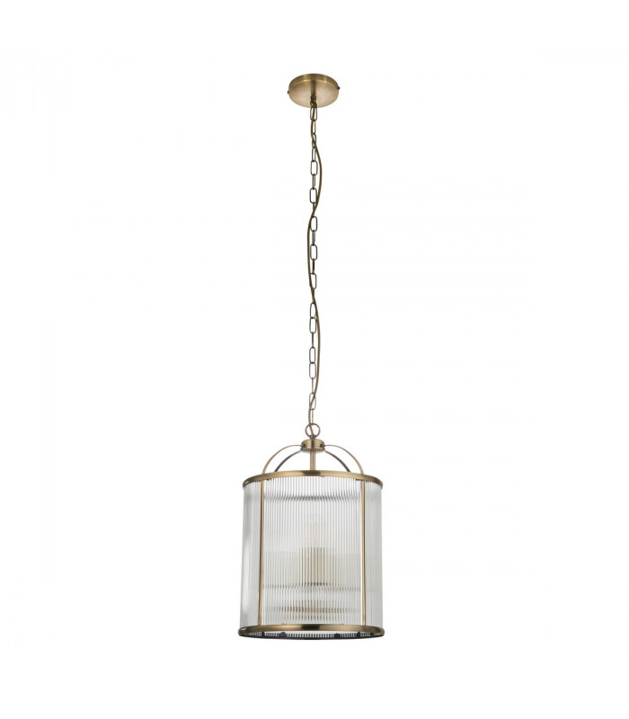 Lambeth Ribbed Glass 4 Light Ceiling Pendant Antique Brass-10