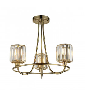 Berenice 3 Light Multi Arm Glass Shade Semi Flush Ceiling Lamp Antique Brass-1