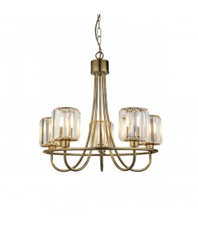 Berenice 5 Light Multi Arm Glass Shade Ceiling Pendant Antique Brass-1