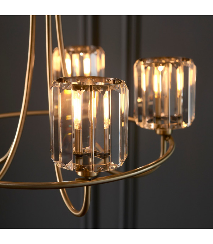 Berenice 5 Light Multi Arm Glass Shade Ceiling Pendant Antique Brass-5