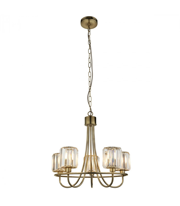 Berenice 5 Light Multi Arm Glass Shade Ceiling Pendant Antique Brass-8
