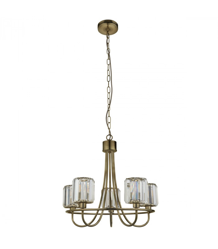 Berenice 5 Light Multi Arm Glass Shade Ceiling Pendant Antique Brass-10