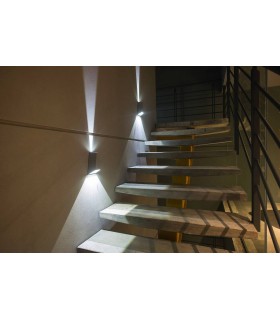LED 2 Light Outdoor Wall Light Grey IP44 - 2