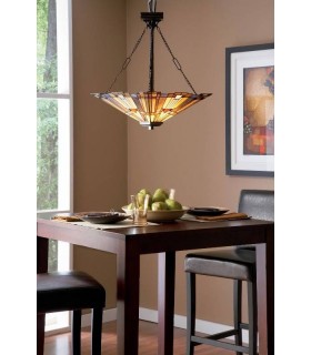 3 Light Ceiling Pendant Bronze, Tiffany, E27 - 2