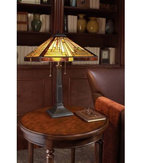 2 Light Tiffany Table Lamp Vintage Bronze, E27 - 2