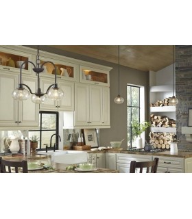 Multi Arm Chandelier 3 Light Old Bronze Finish, E27 - 2