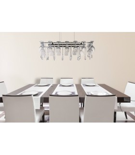 10 Light Ceiling Pendant Bar Chrome with Glass Crystals, G4 Bulb - 2