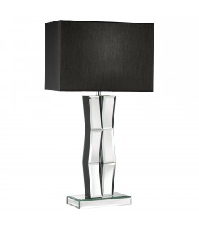 1 Light Wood Table Lamp with Mirrored Glass and Black Shade, E27 - 2