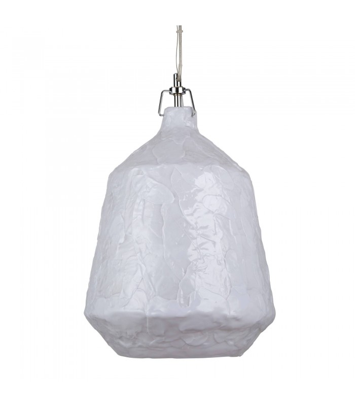 1 Light Dome Ceiling Pendant Chrome, White, E27 - 2