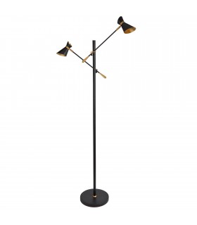 LED 2 Light Floor Lamp Matt Black, Gold - 2