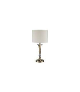 1 Light Table Lamp Antique Brass, Cream with Linen Shade, E27 - 2