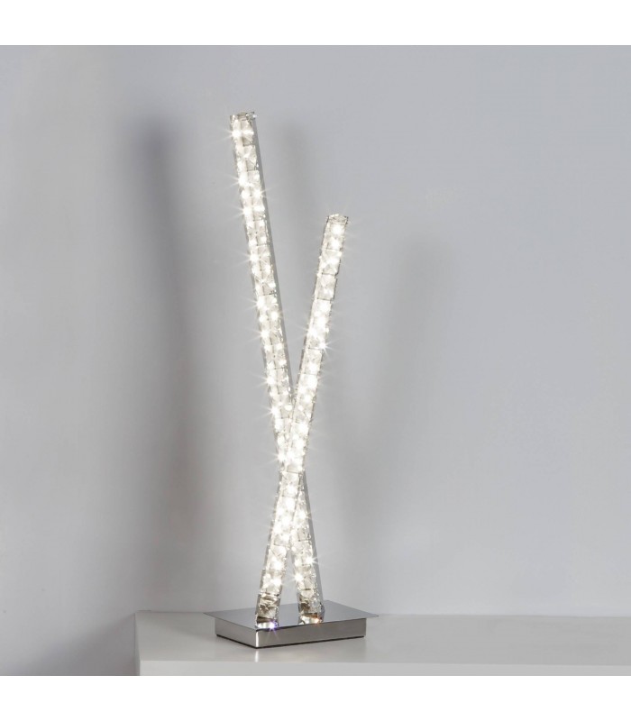 LED 2 Light Table Lamp Chrome with Crystal Glass - 2